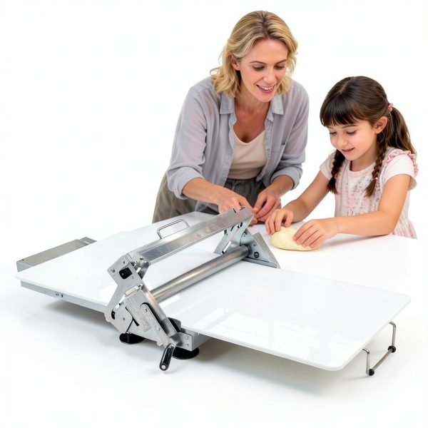 Folding Dough Sheeter (40.9''x15.5")，with Sheeter Board Manual Dough Roller Machine Stainless Steel Sheeter With 55 Adjustable Thicknesses, Commercial Grade Capacity (silvery)-1