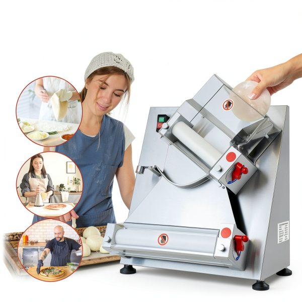 Commercial Pizza Dough Roller Sheeter, Max 12", CHEINAUTO Automatic 370W Electric Pizza Dough Roller, Stainless Steel, Suitable for Noodle, Pizza Bread and Pasta Maker Equipment-5