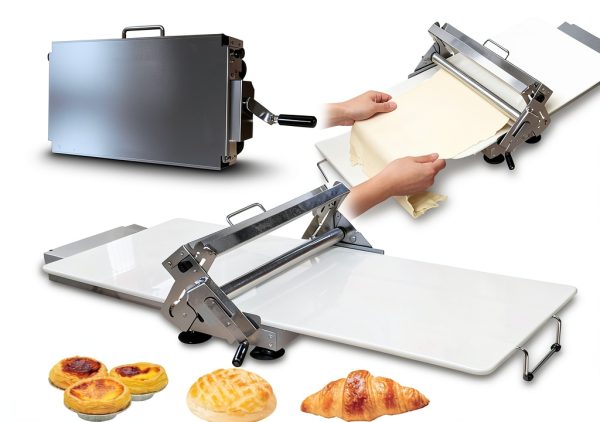 Folding Dough Sheeter (40.9''x15.5")，with Sheeter Board Manual Dough Roller Machine Stainless Steel Sheeter With 55 Adjustable Thicknesses, Commercial Grade Capacity (silvery)-0