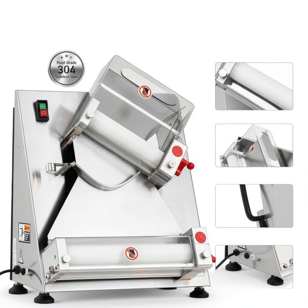 Commercial Pizza Dough Roller Sheeter, Max 12", CHEINAUTO Automatic 370W Electric Pizza Dough Roller, Stainless Steel, Suitable for Noodle, Pizza Bread and Pasta Maker Equipment-3
