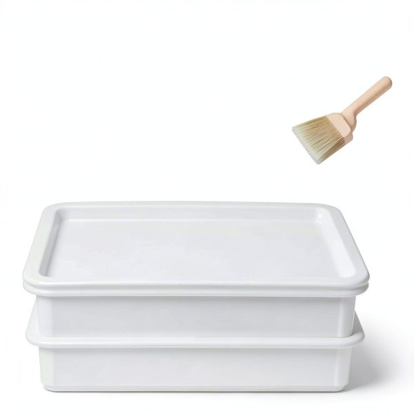 DoughMate® Artisan Kit – 2 Pizza Dough Proofing Trays, 1 Lid, and Dough Scraper – Food Contact Certified, Stackable, Made in USA-4