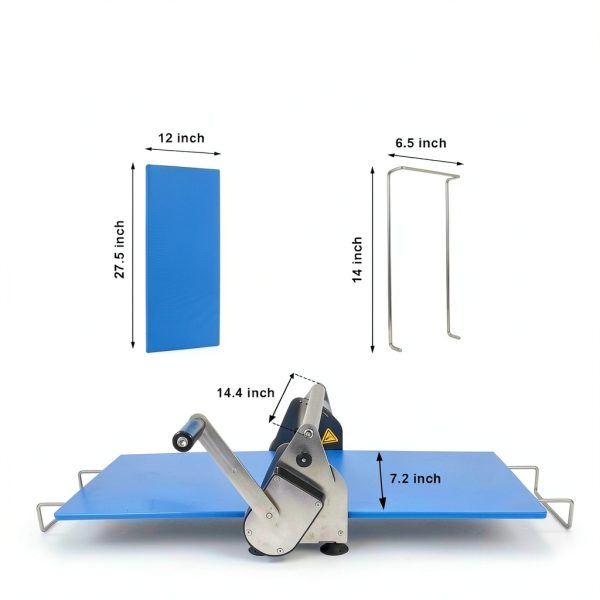 Dough Sheeter 12 inch, Folding Dough Rolling Machine with 2 Rolling Boards, Dough Roller Machine Stainless Steel Thickness Adjustable-2