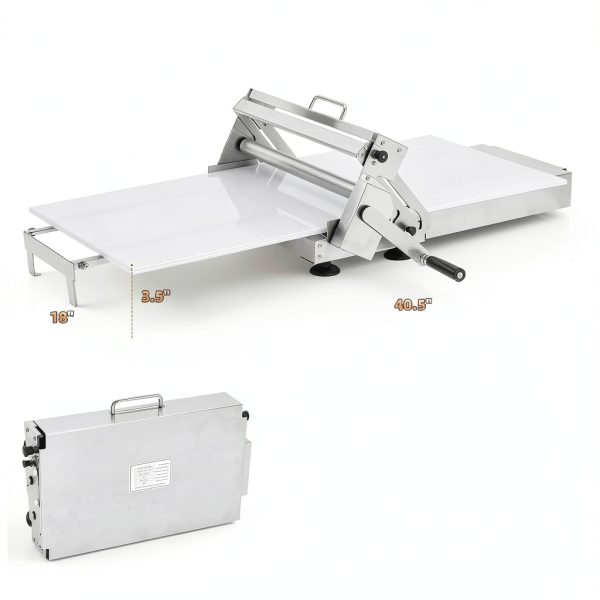 Folding Dough Sheeter 15.8" Stainless Steel Manual Roller for Pizza-1
